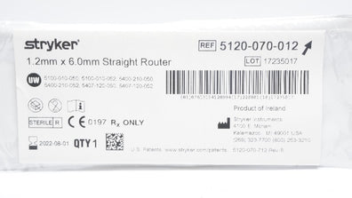 Stryker 5120-070-012 1.2mm x 6.0mm Straight Router (x)
